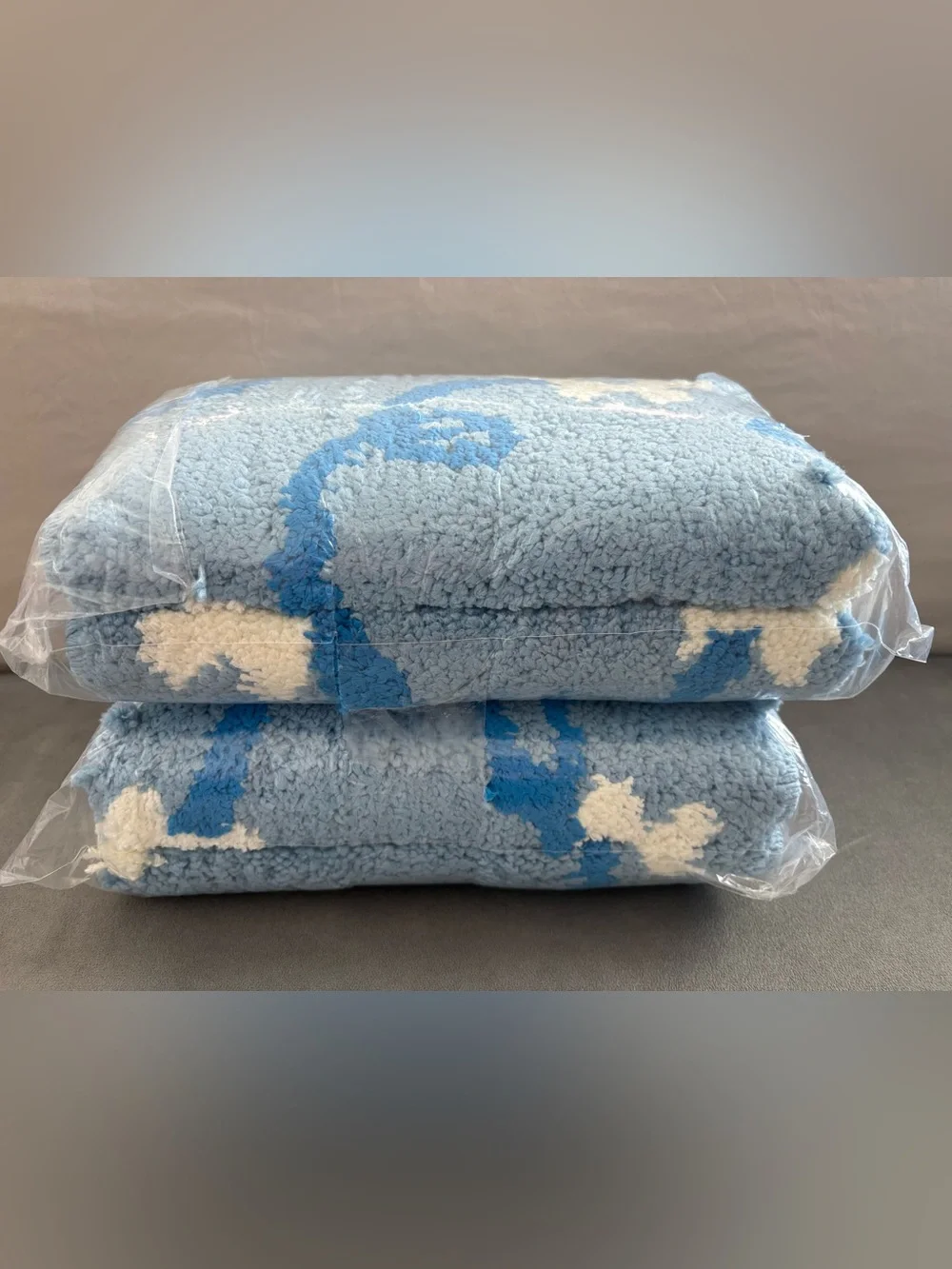 Floral Blue Bath Mat - Set of 2 Absorbent Bathroom Rug with White Daisies 31X20